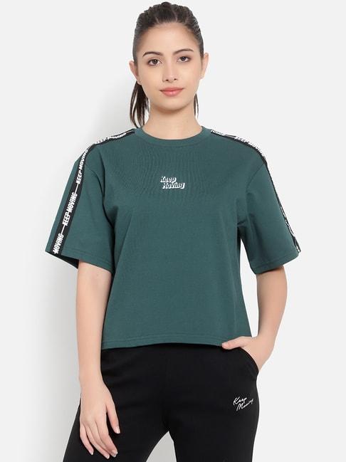 anta-green-cotton-printed-sports-t-shirt