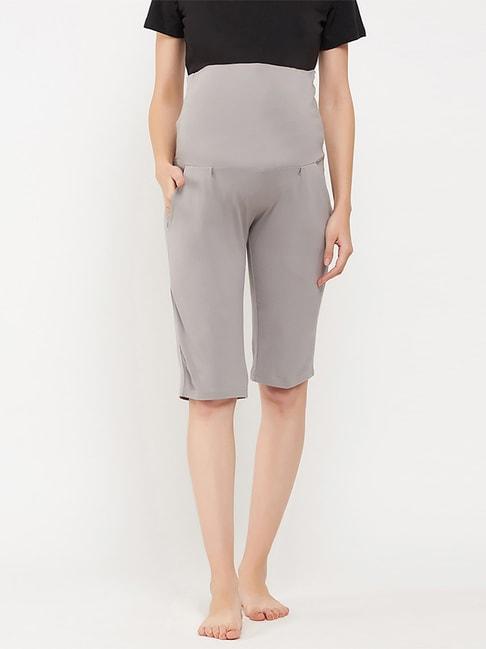 clovia-grey-cotton-maternity-lounge-shorts