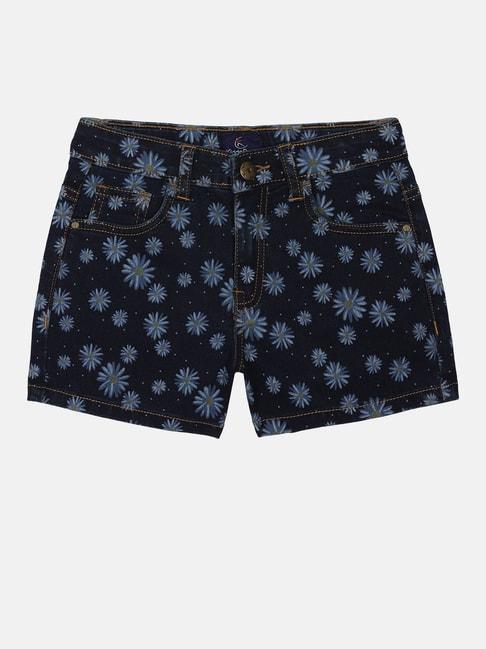 kiddopanti-kids-blue-floral-print-denim-shorts
