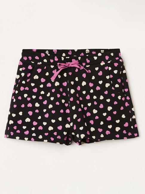 fame-forever-by-lifestyle-kids-black-&-purple-cotton-printed-shorts