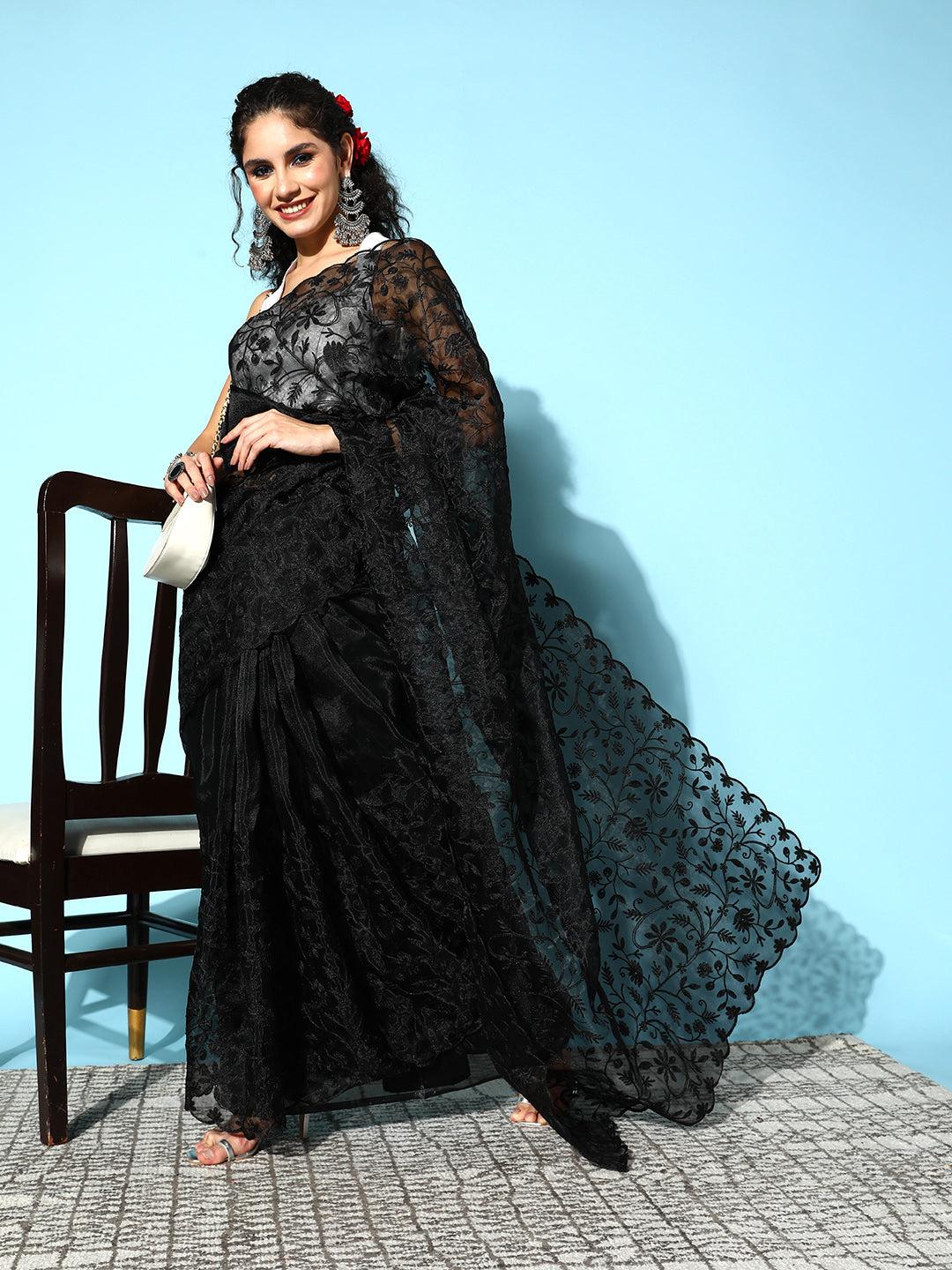 ishin-women's-organza-black-embroidered-saree-with-blouse-piece