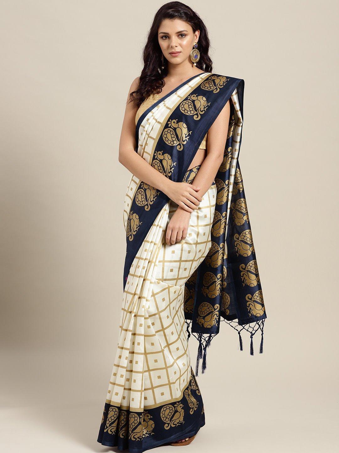 ishin-poly-silk-white-printed-women's-saree-with-tassels