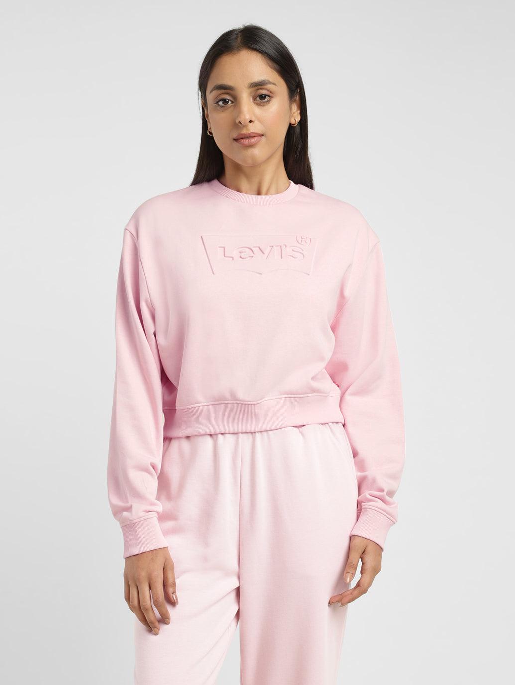 women's-brand-logo-pink-crew-neck-sweatshirt