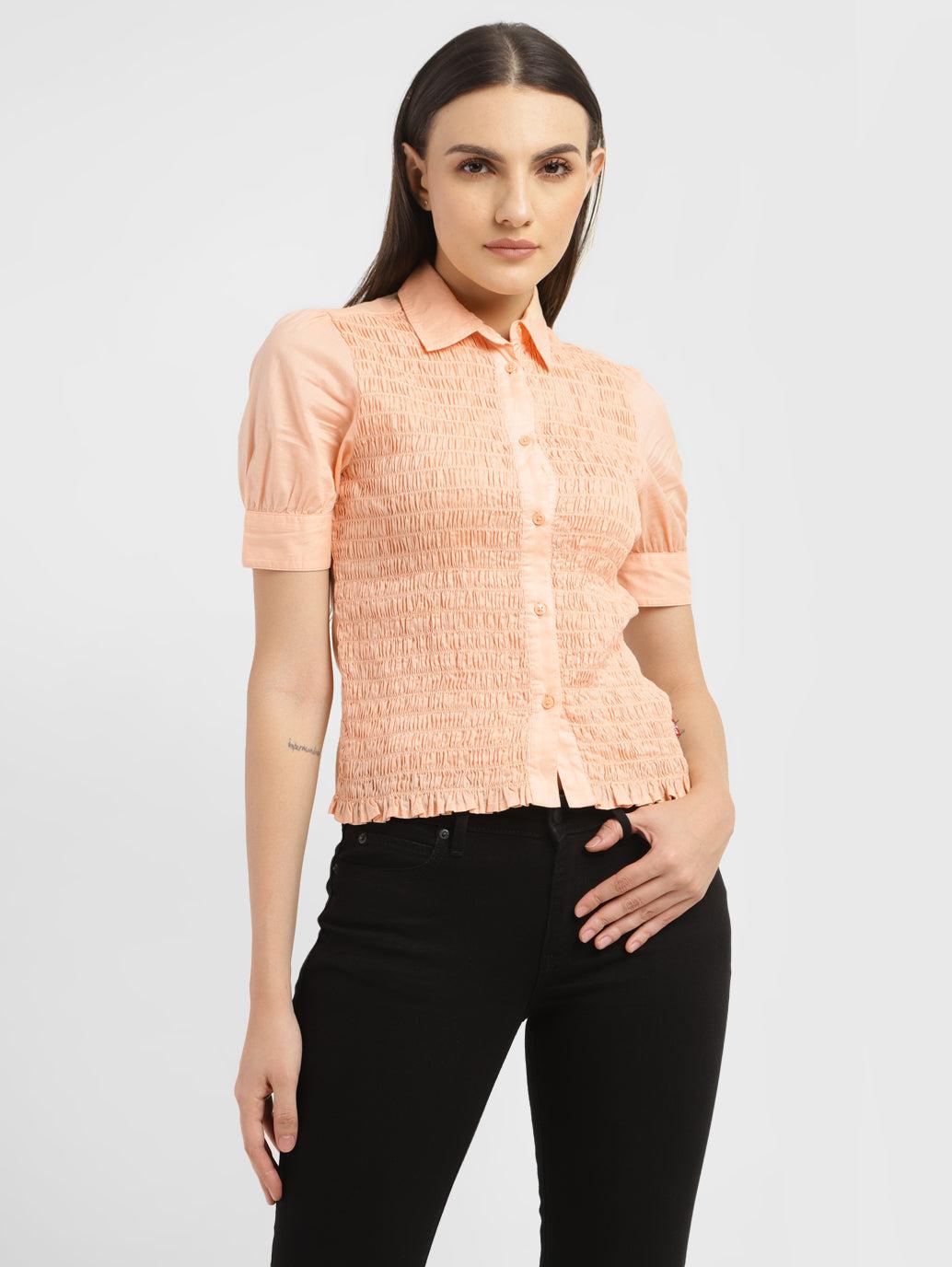 women's-solid-spread-collar-shirt