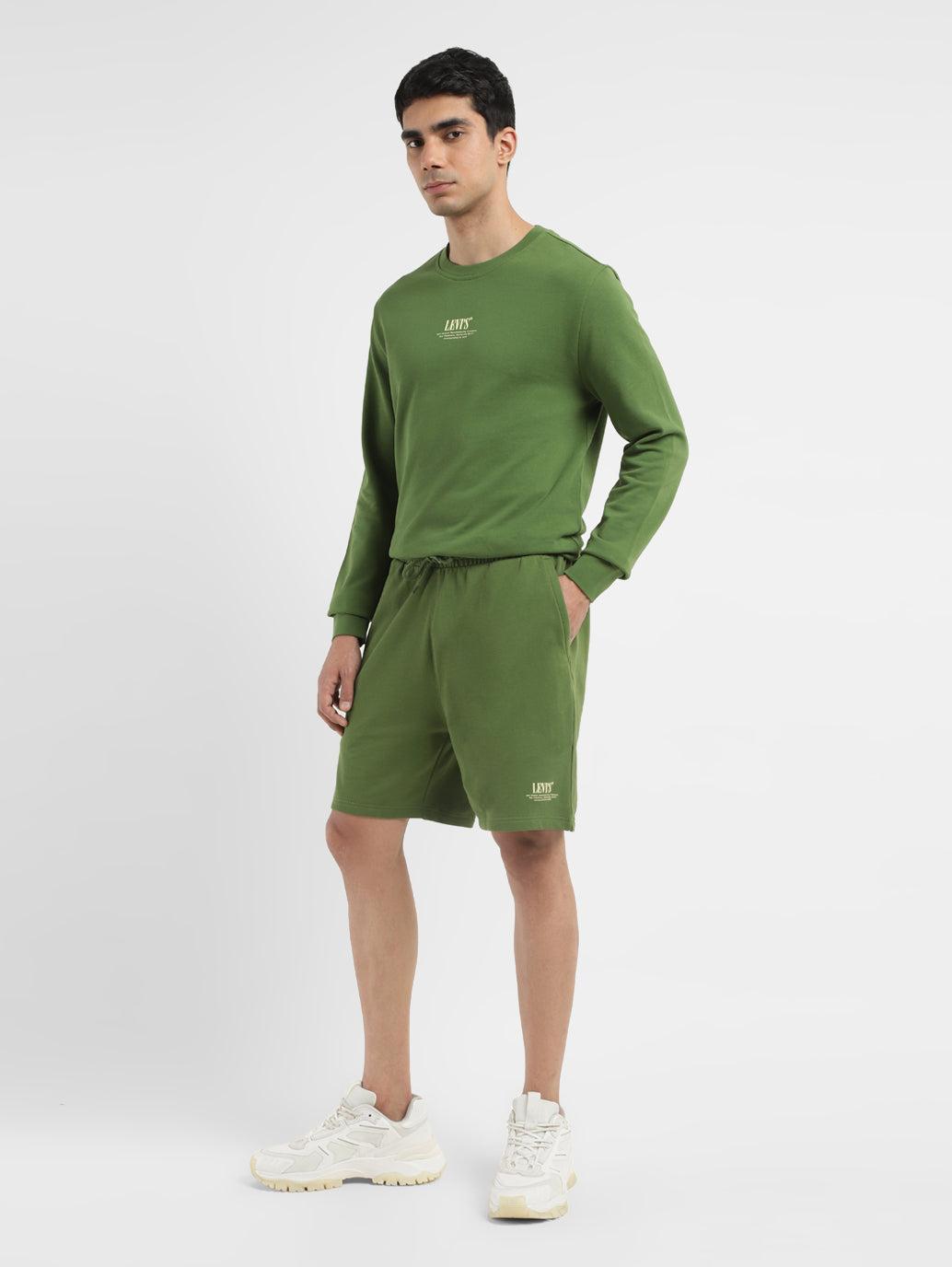 men's-green-regular-fit-shorts