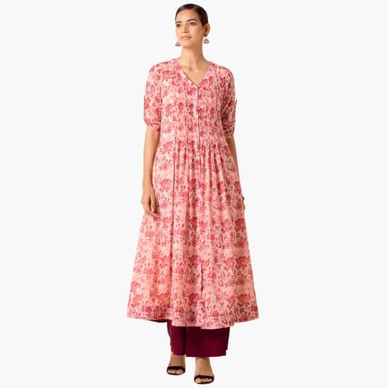 indya-women-printed-v-neck-a-line-maxi-tunic
