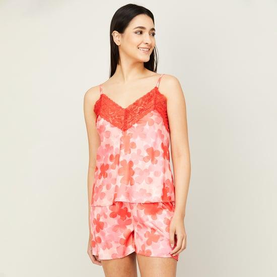 ginger-women-printed-sleeveless-lounge-top-with-shorts