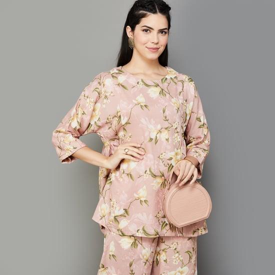 melange-women-floral-printed-straight-tunic