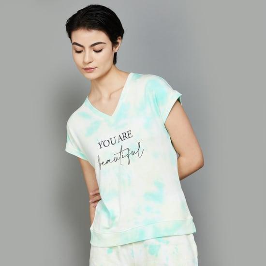 kappa-women-printed-v-neck-t-shirt