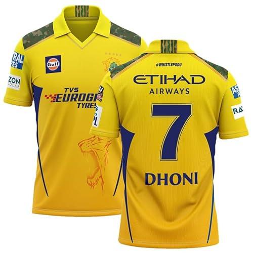 dhoni-7-chennai-cricket-team-official-jersey-tshirt-2024/2025-(kids,boys,men)(large-40)-multicolour