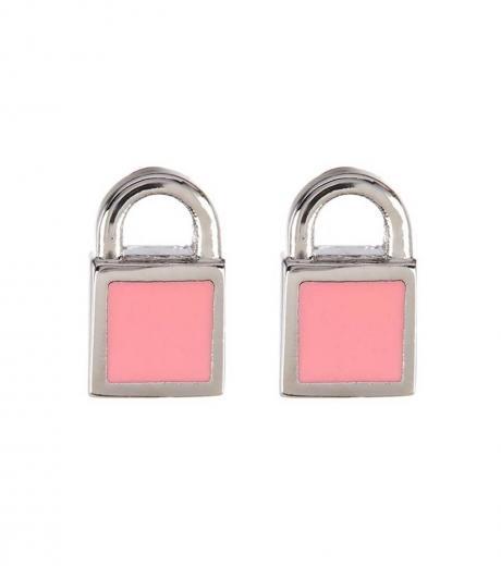 silver-pink-mini-enamel-padlock-stud-earrings