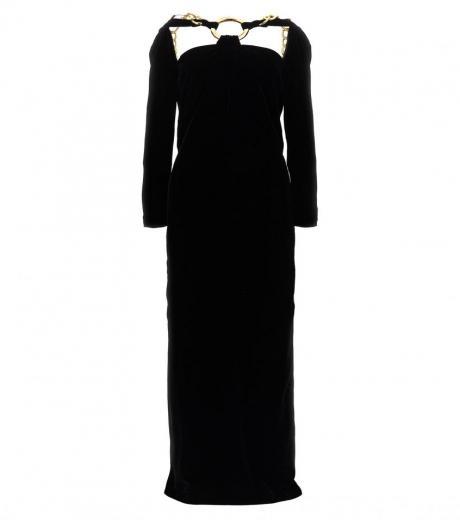 black-long-velvet-chain-dress