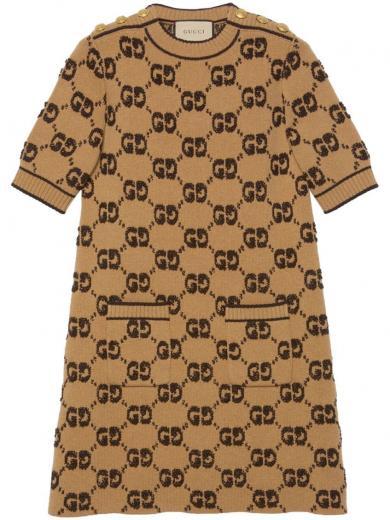 brown-gg-wool-short-dress