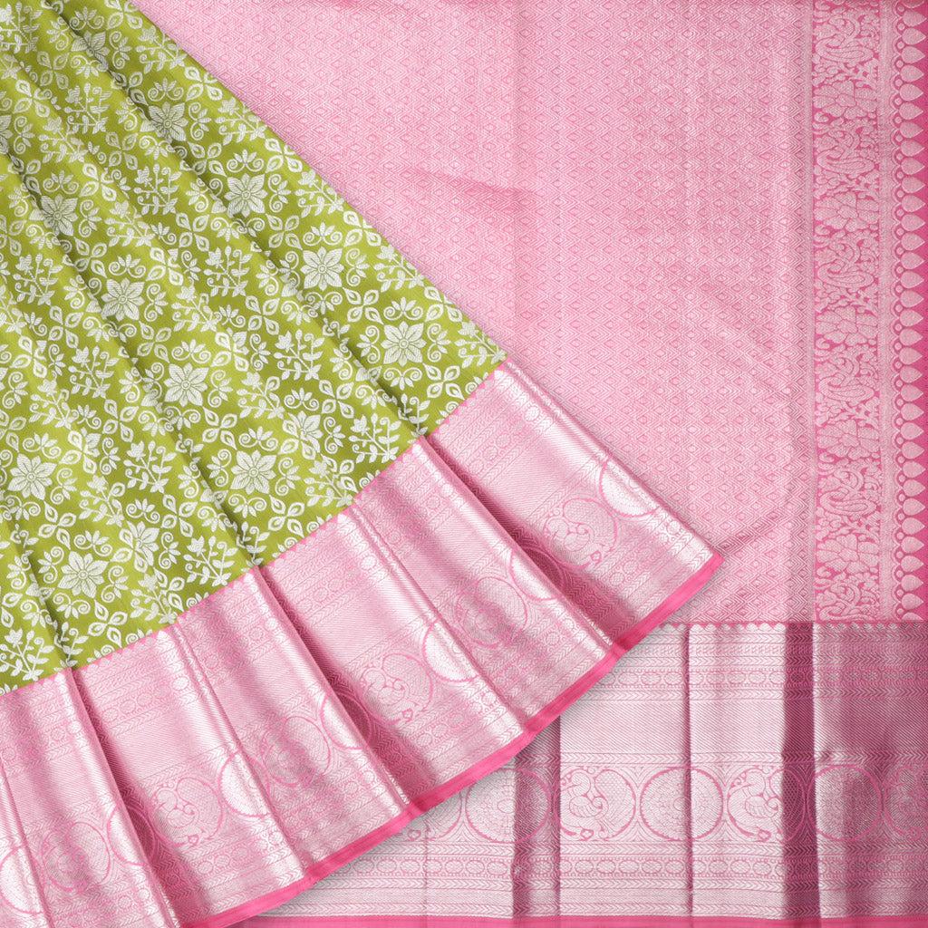 leaf-green-tissue-kanjivaram-silk-saree-with-floral-pattern