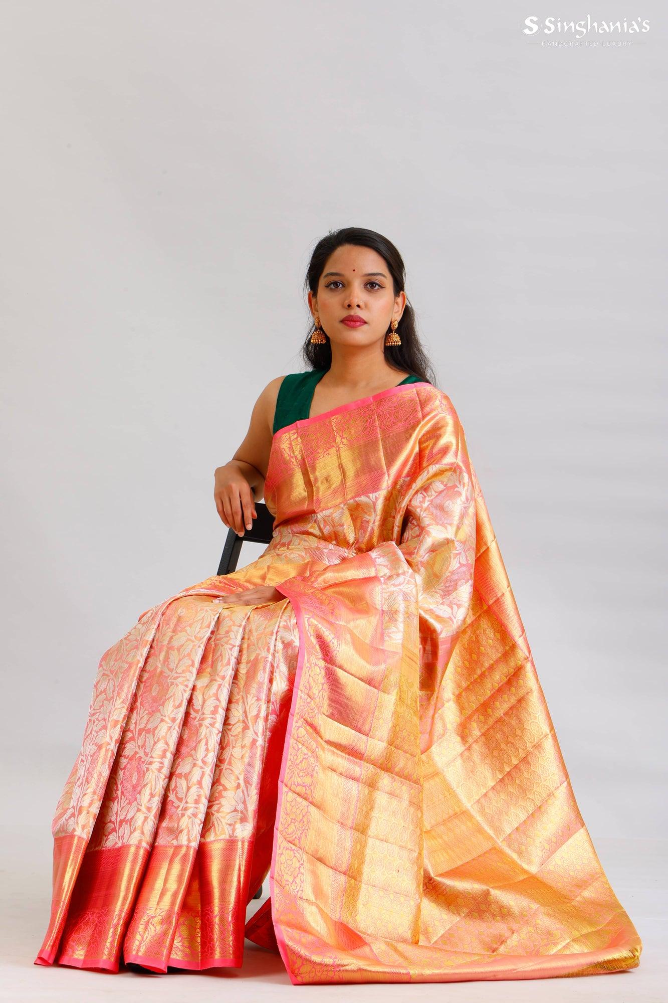 pink-gold-tissue-kanjivaram-silk-saree-with-floral-jaal-design