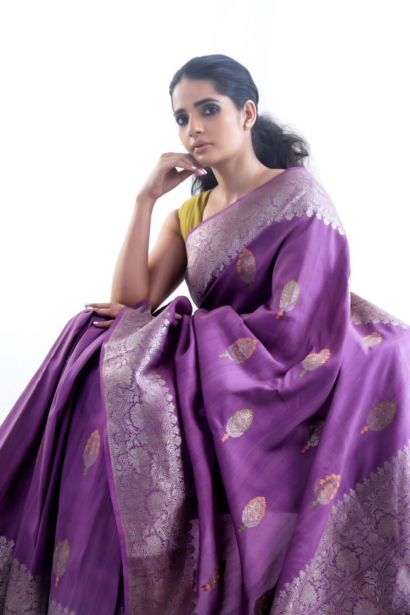 eminence-purple-tussar-jamdani-saree-with-floral-weaving
