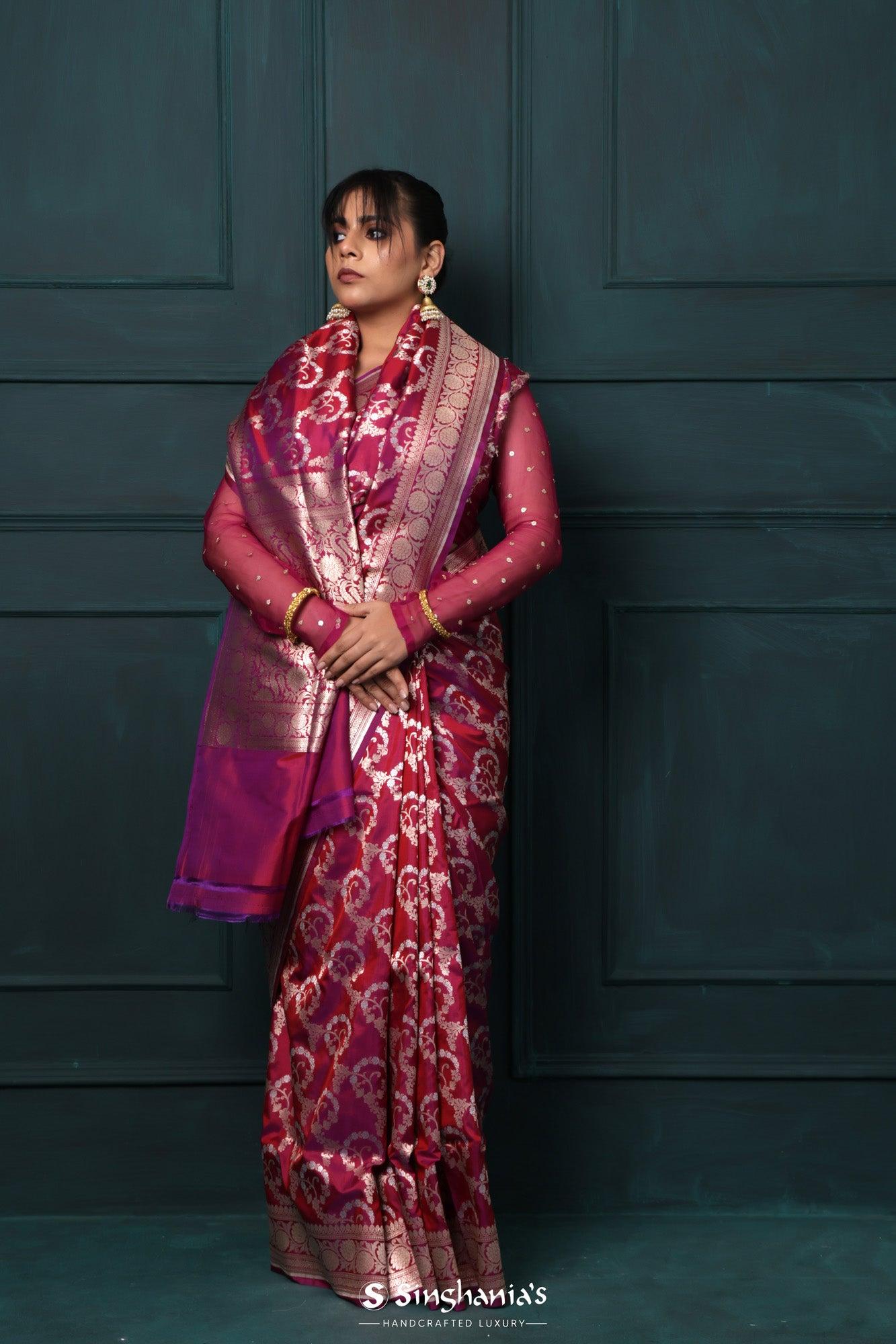 majestic-maroon-banarasi-silk-saree-with-floral-jaal-weaving