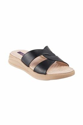 fabric-round-toe-slipon-womens-sandals---black