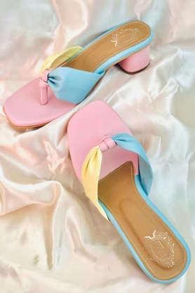 synthetic-slip-on-women's-heels---multi