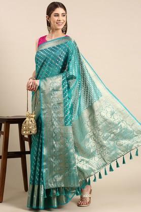 embroidered-silk-festive-wear-women's-saree---green