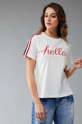 printed-cotton-round-neck-women's-t-shirt---white