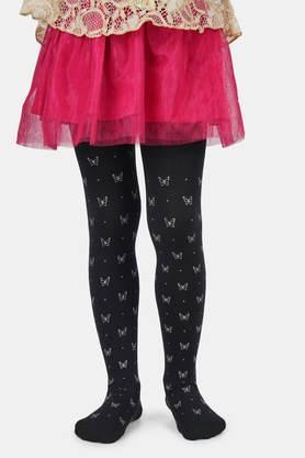 printed-girl's-spandex-high-denier-pantyhose-stockings---black