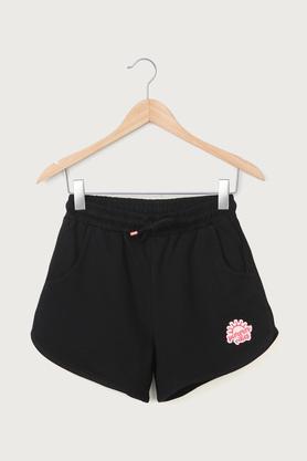 solid-cotton-regular-fit-girls-shorts---black