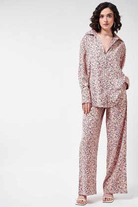 printed-polyester-collar-neck-women's-co-ord-set---pink