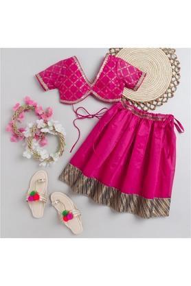 printed-chanderi-regular-fit-girls-festive-lehenga-choli-set---pink