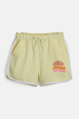 solid-cotton-regular-fit-girls-shorts---yellow