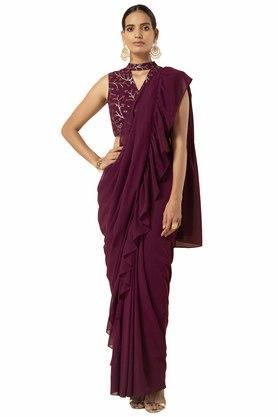 reglar-fit-regular-length-georgette-womens-ethnic-sari-skirt---purple