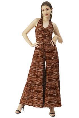 printed-jumpsuit-for-women-viscose-rayon-halter-neck-summer-jumpsuit---brown