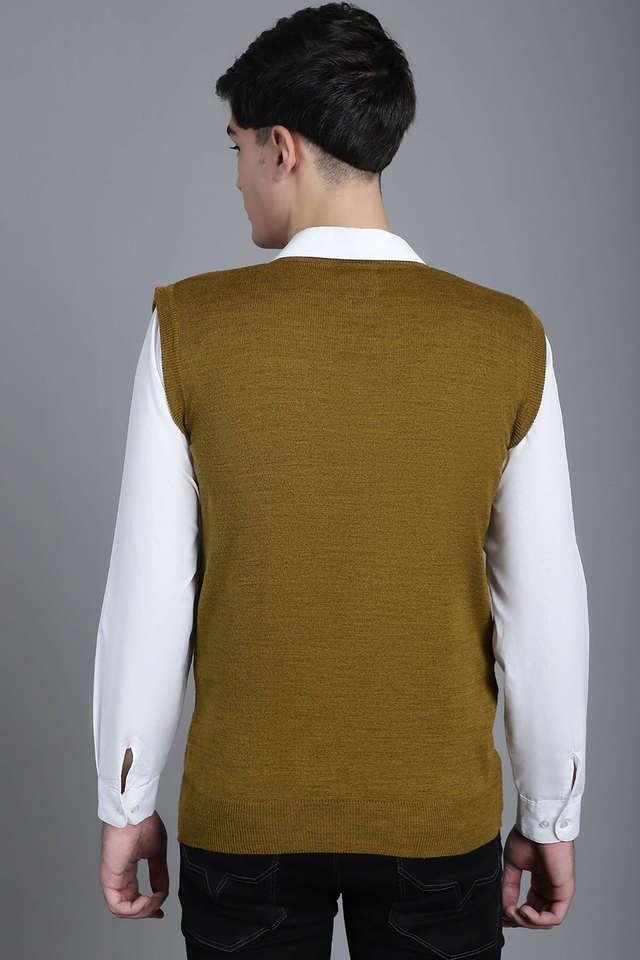 solid-acrylic-v-neck-men's-sweater---mustard
