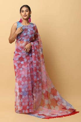 floral-organza-festive-wear-women's-saree---wine