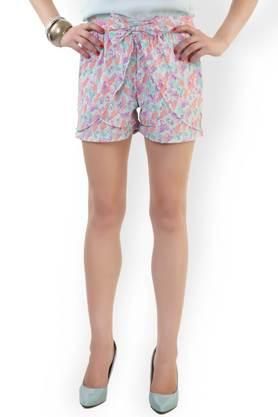 printed-crepe-regular-fit-women's-shorts---multi