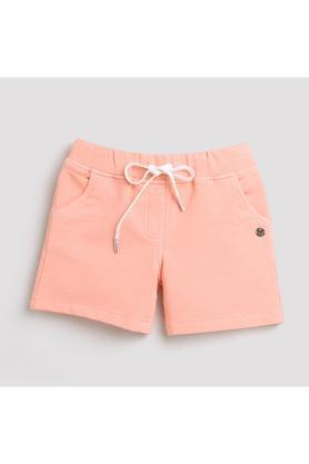 solid-cotton-regular-fit-girls-shorts---peach