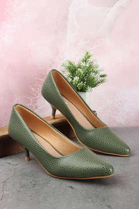 synthetic-slipon-women's-casual-pumps---olive