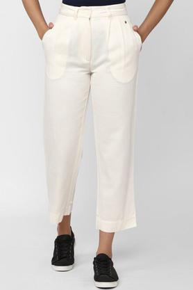 solid-regular-fit-blended-women's-formal-wear-trouser---white