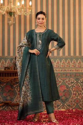 printed-calf-length-modal-woven-women's-kurta-set---green