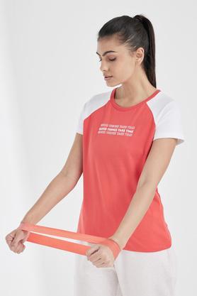 printed-cotton-round-neck-women's-t-shirt---orange