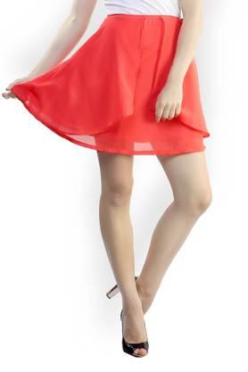 solid-georgette-regular-fit-women's-casual-skirt---coral