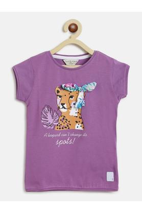 printed-cotton-blend-round-neck-girls-t-shirt---purple
