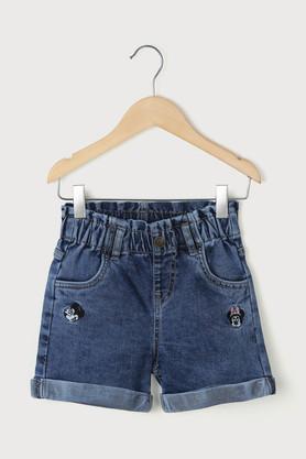 embroidered-denim-regular-fit-girls-shorts---indigo