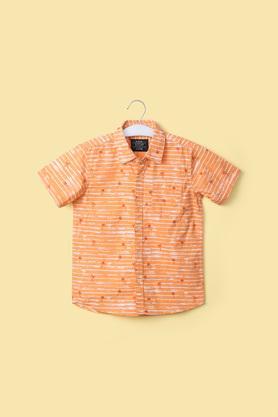 printed-cotton-collar-neck-boy's-shirt---orange