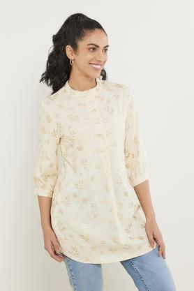 printed-rayon-mandarin-women's-tunic---off-white