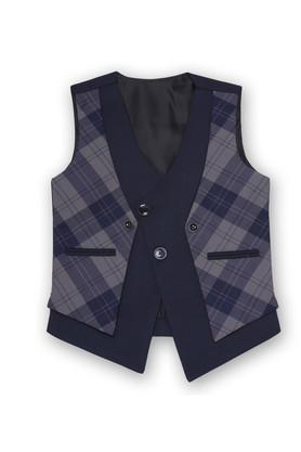 checks-cotton-regular-fit-boys-waistcoat---navy