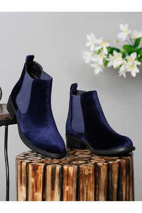 suede-slipon-women's-boots---blue