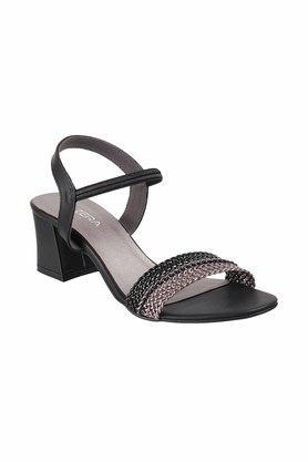 fabric-round-toe-slipon-womens-sandals---black