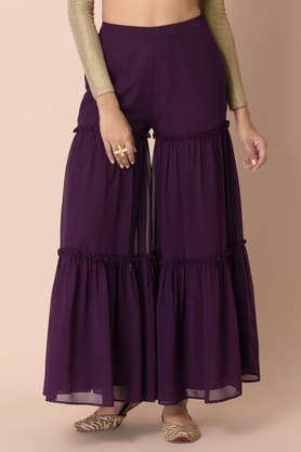 solid-regular-fit-georgette-women's-festive-wear-sharara-pants---purple