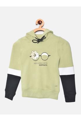 color-block-poly-cotton-hood-girls-sweatshirt---olive